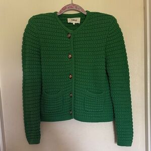 BA&SH Green Cropped Button-Front Knit Sweater size 1/small